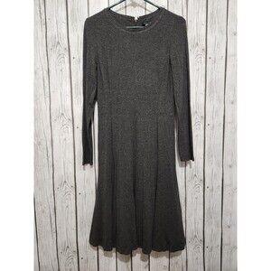 Tommy Hilfiger Dress Size 8 Midi Dark Gray Long Sleeve Zip Soft Zip Stretch